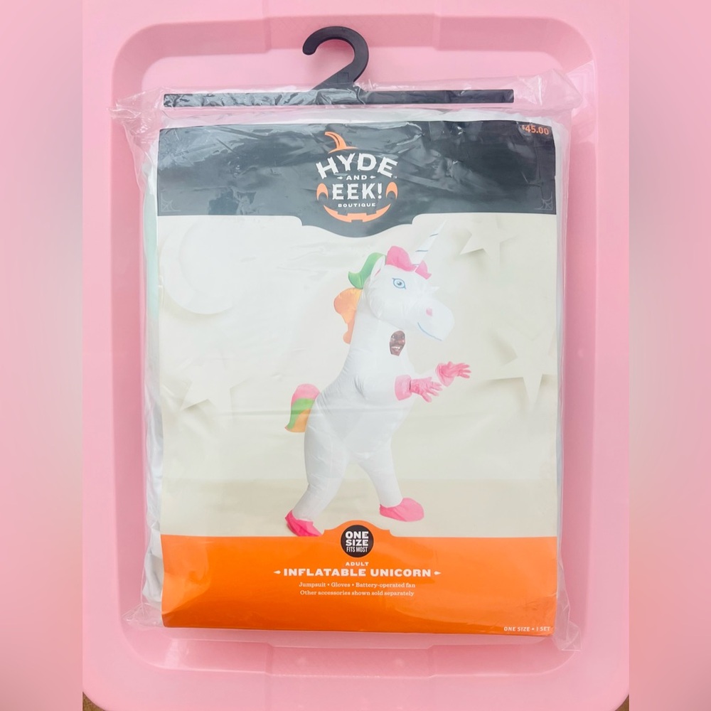 Inflatable Unicorn Costume with Pink and White Accents